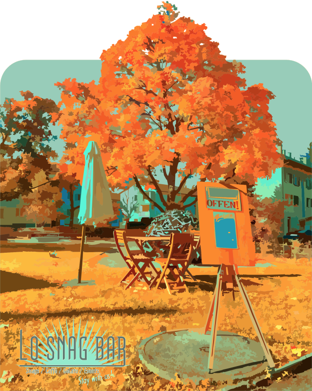 Herbst Bild vor der Lo Snag Bar